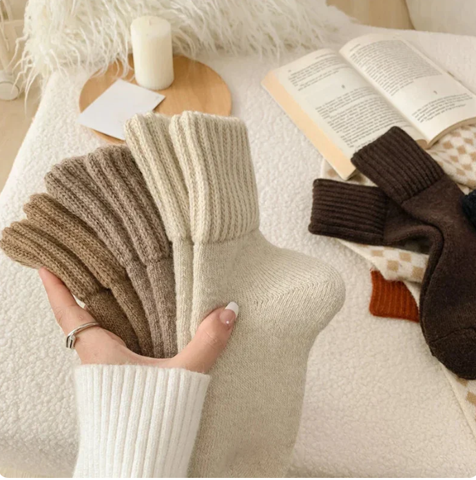 Fleece Calf Length Non-Thumb Socks Winter Moje For Women Girls